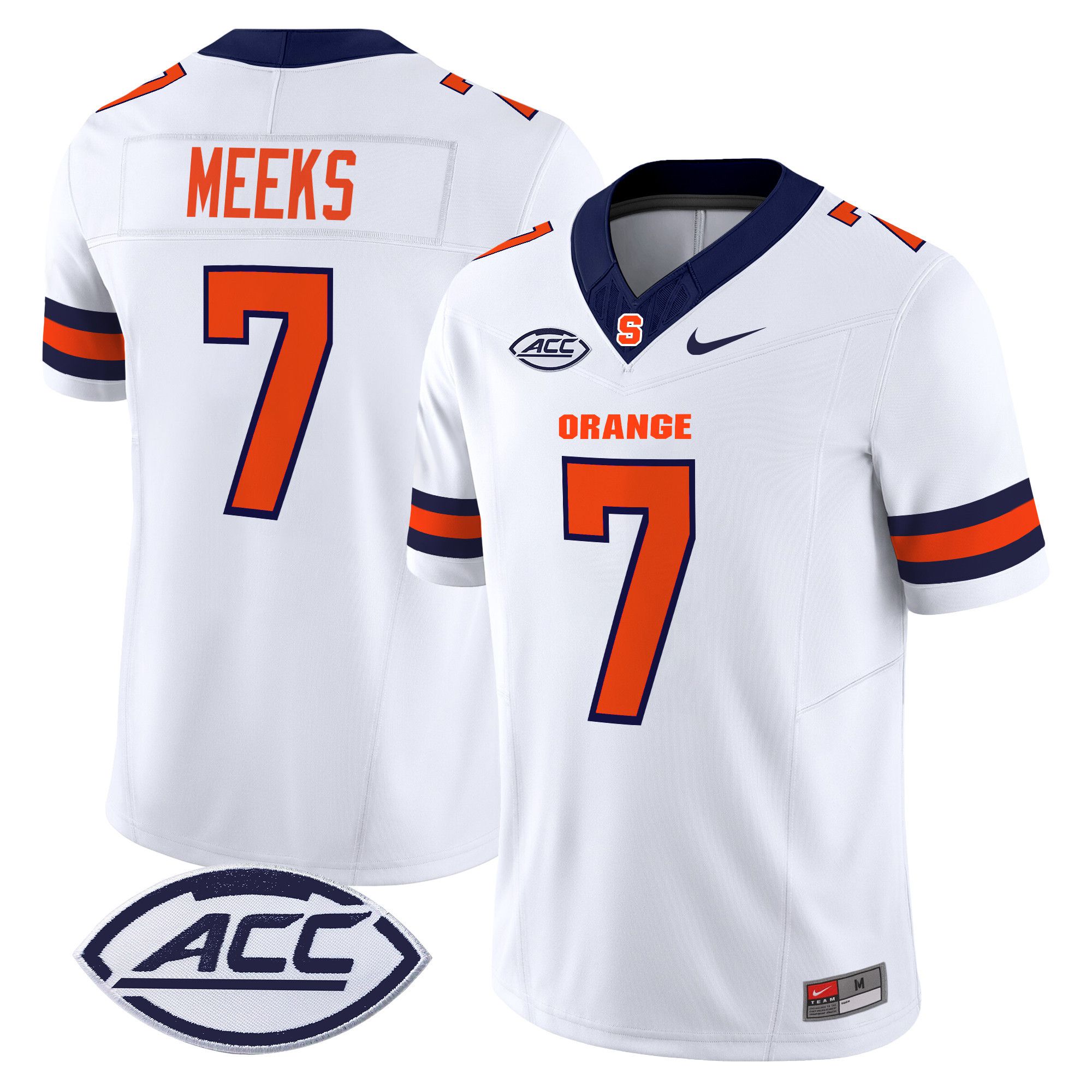 Men Syracuse Orange #7 Meeks White Nike 2024 Vapor Limited NCAA Jersey